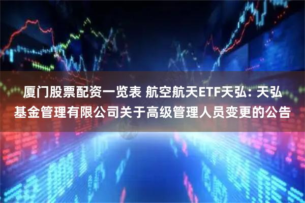 厦门股票配资一览表 航空航天ETF天弘: 天弘基金管理有限公司关于高级管理人员变更的公告