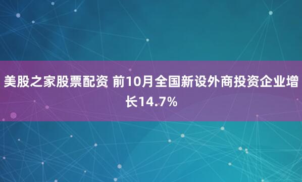 美股之家股票配资 前10月全国新设外商投资企业增长14.7%